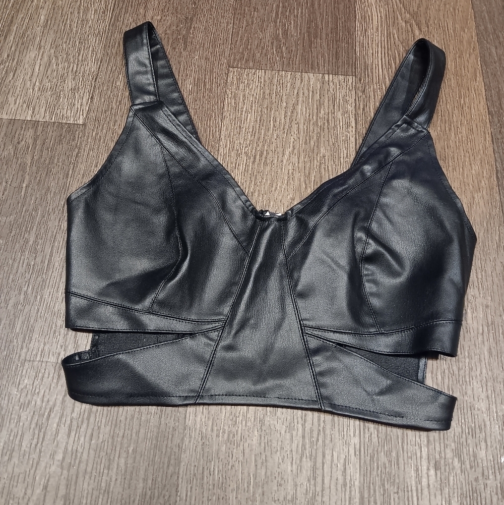 Zara Black Leather-Look Top